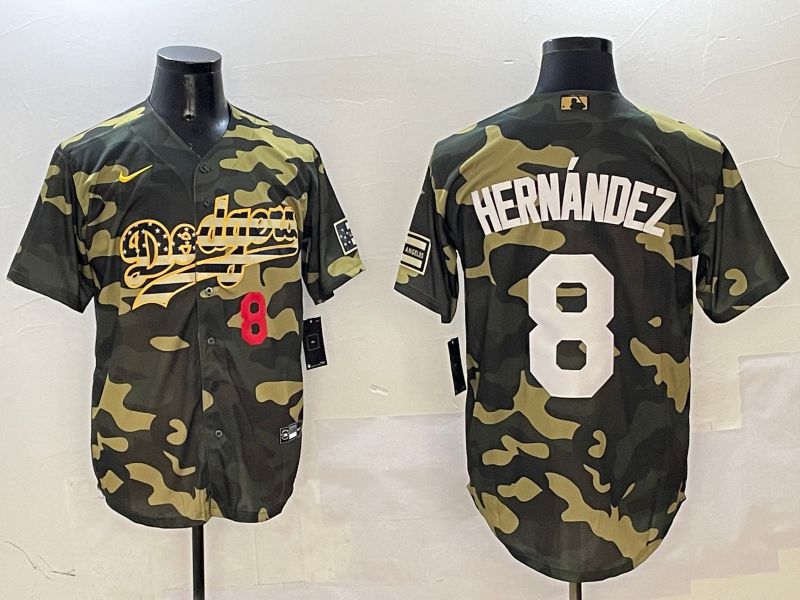 Men Los Angeles Dodgers 8 Hernandez Camo Joint Name 2025 Nike MLB Jersey style 9